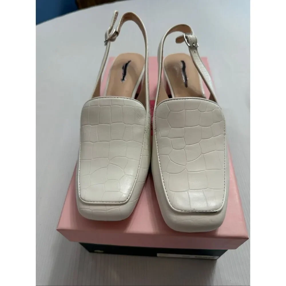 Kate Spade New York Womens Sahiba Sling Back Pump White Size 6 M Crocodile Print